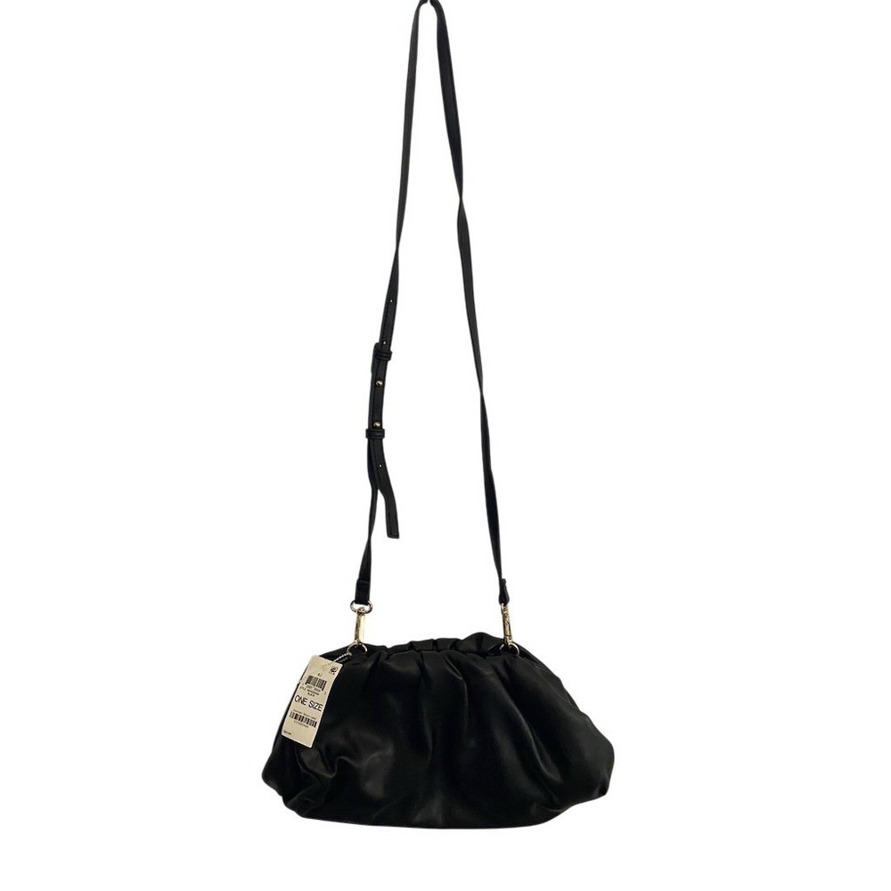 INC‎ International Concepts Crossbody Bag Womens Medium Black Ruched